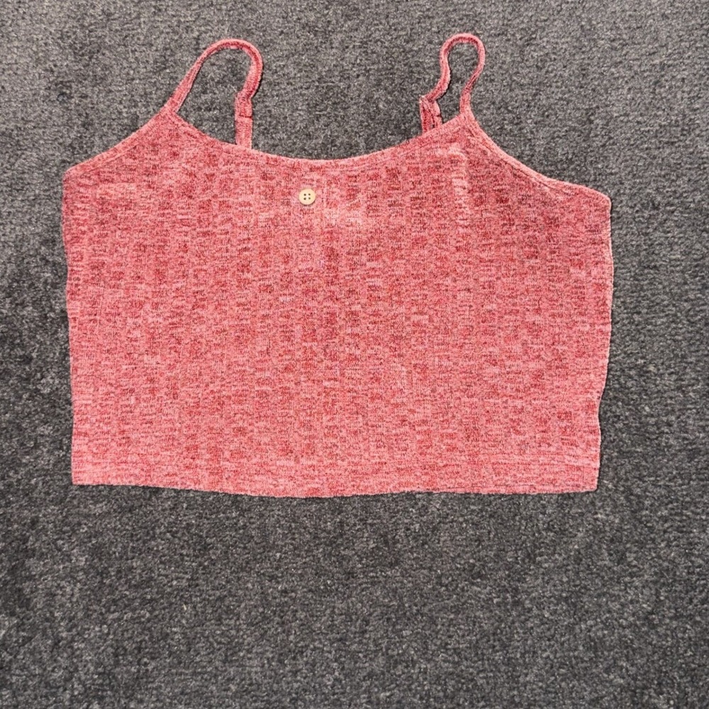 Ekouaer Red Marl Ribbed Cropped Cami Top Adjustable Straps Size Small